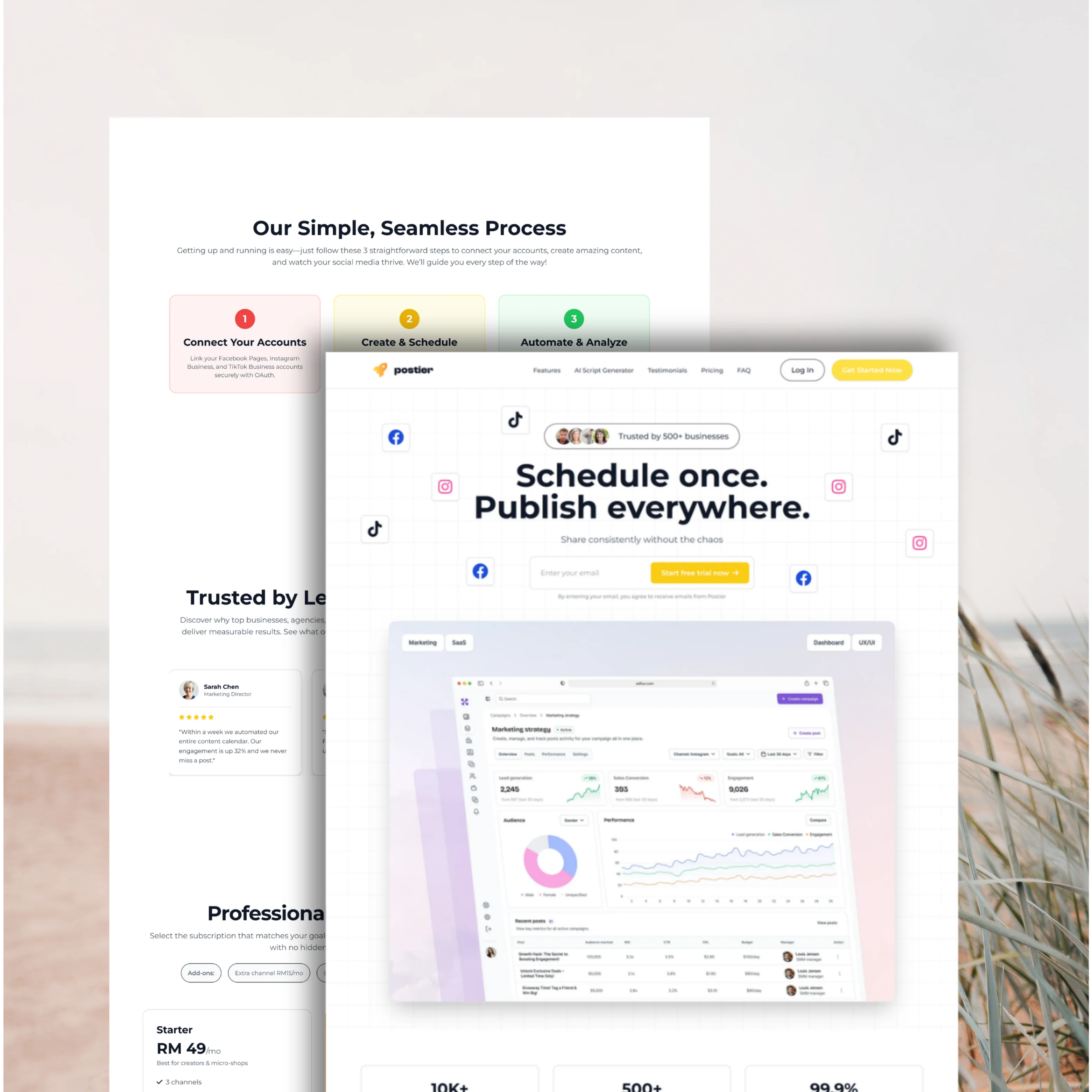 Portfolio UI — feature list layout with icons and cards (sample 12)