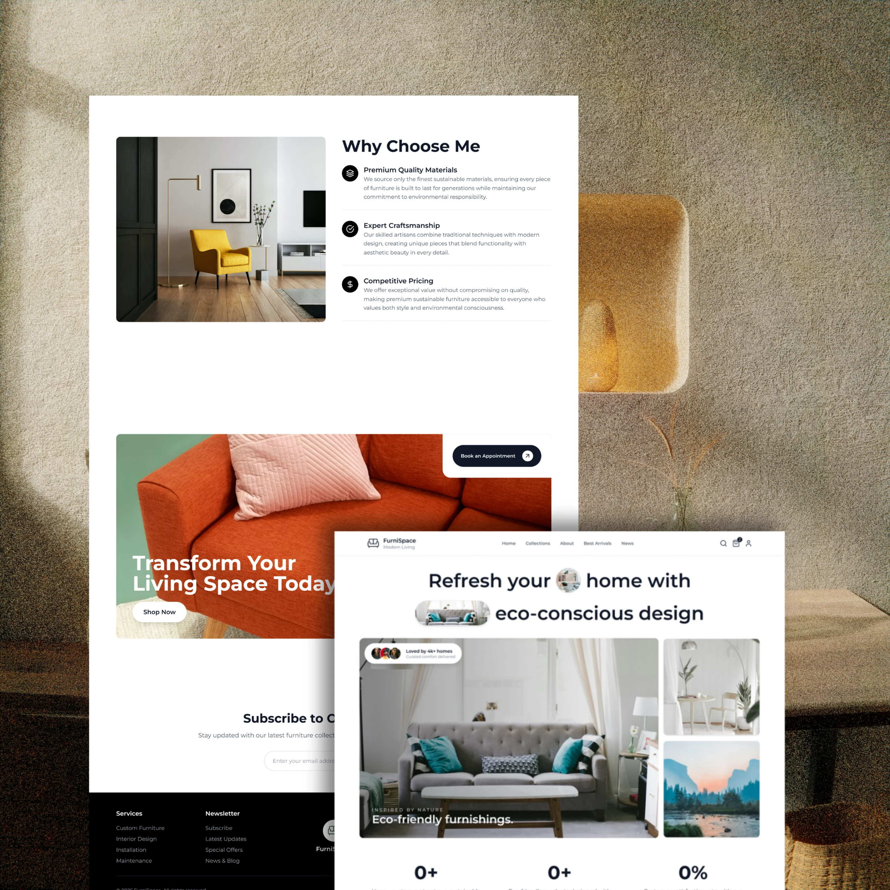Portfolio web design — modern portfolio page with featured work (sample 5)