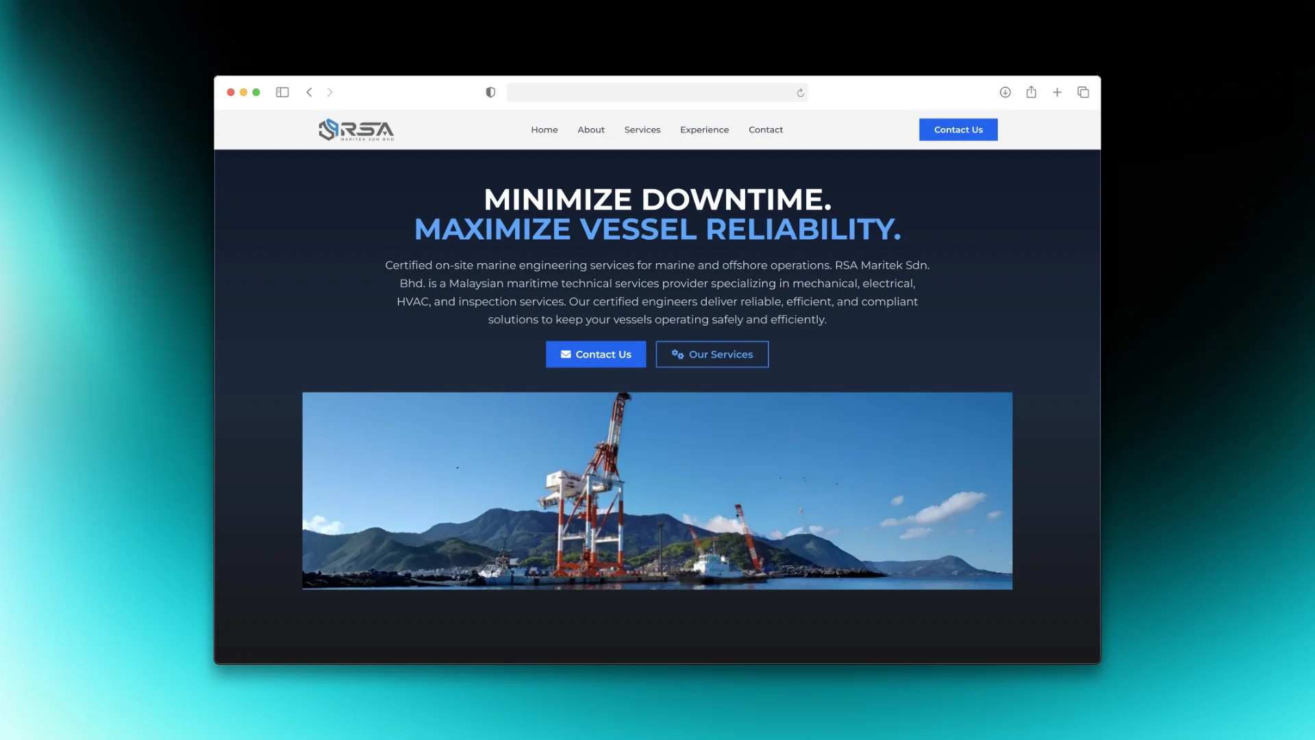Marine engineering company website design for RSA Maritek — B2B web design Malaysia