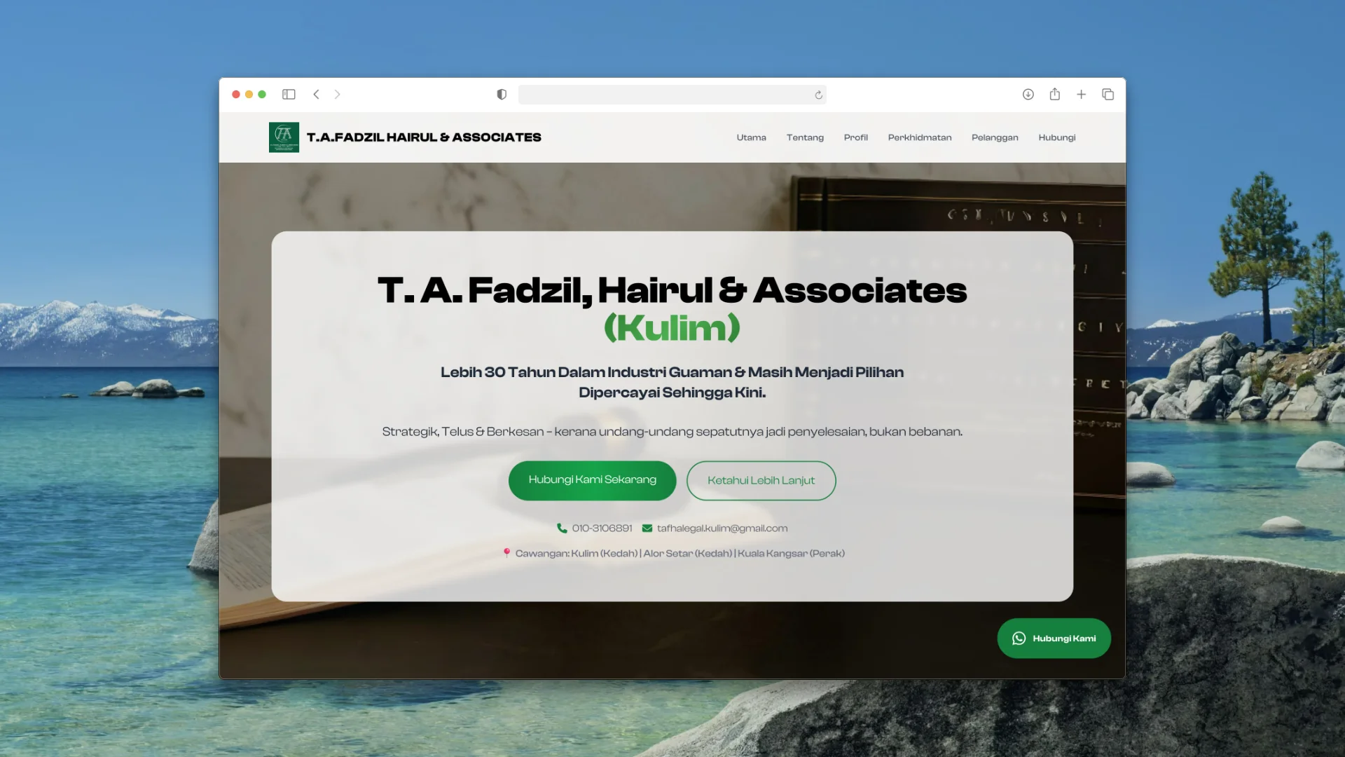 Law firm website design for T.A. Fadzil Hairul Associates — legal services web design Malaysia