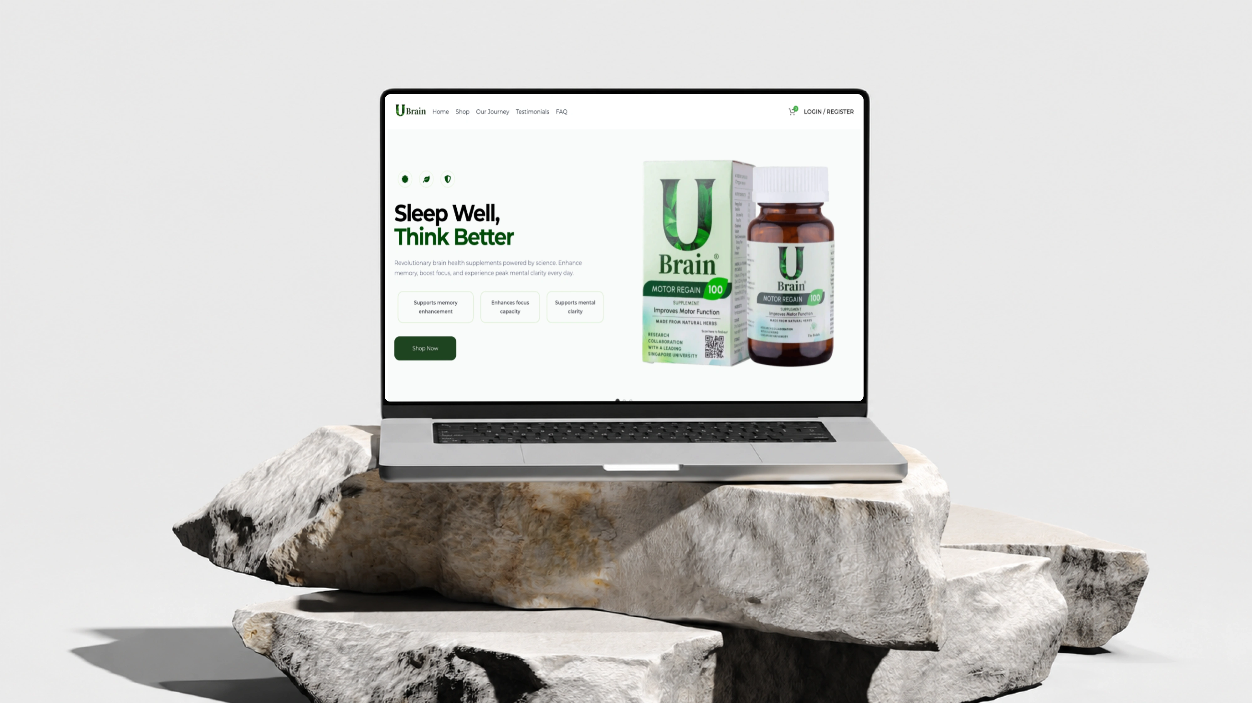 UBrain WordPress website for brain health supplements Singapore | WordPress client work by Umairx