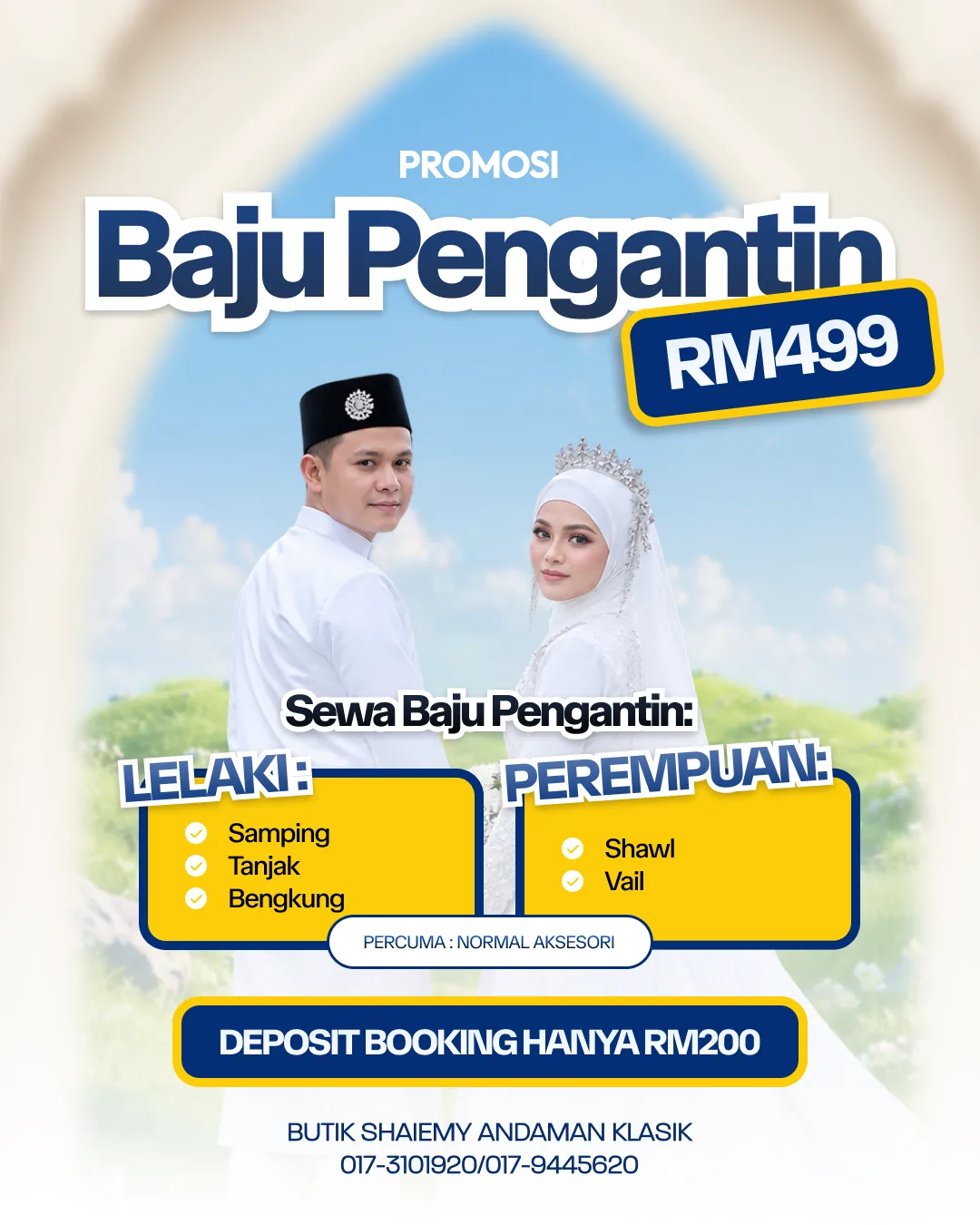 Baju pengantin rental poster for Butik Shaiemy Andaman Klasik | promo poster by Umairx