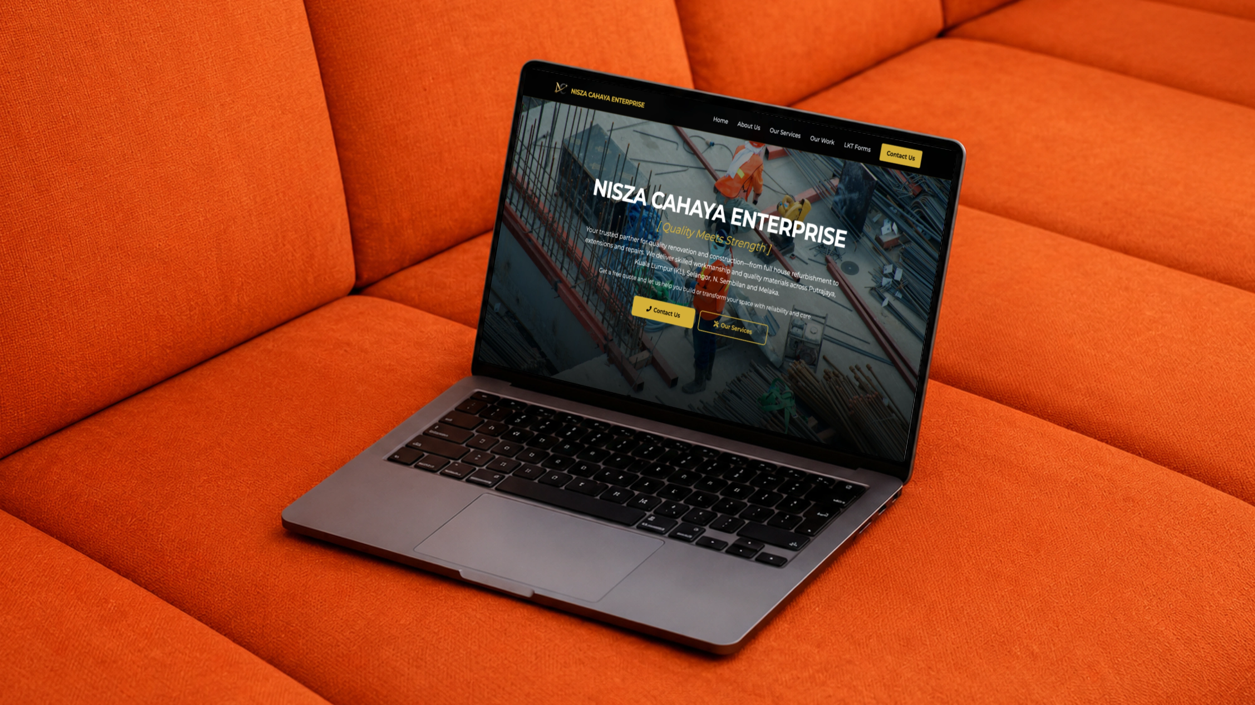 Renovation and construction company website for Nisza Cahaya Enterprise, contractor web design Malaysia