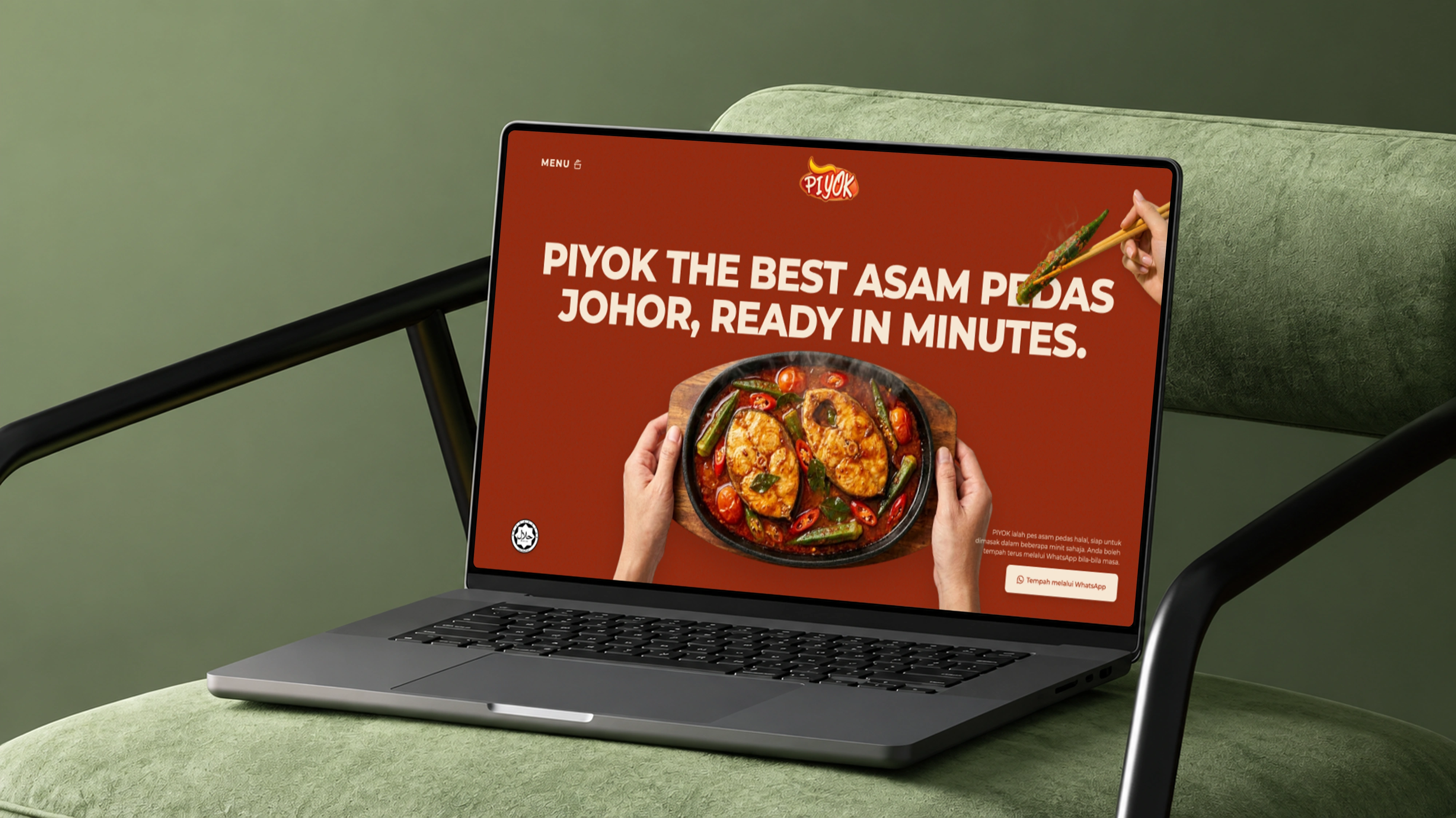 PIYOK ASAM PEDAS brand website with product packs, story, and recipes