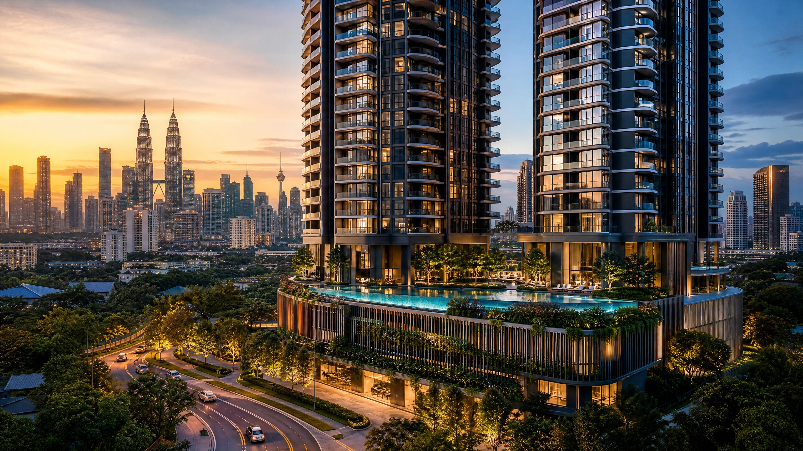 Verdana Residences luxury condominium tower exterior in Mont Kiara, Kuala Lumpur