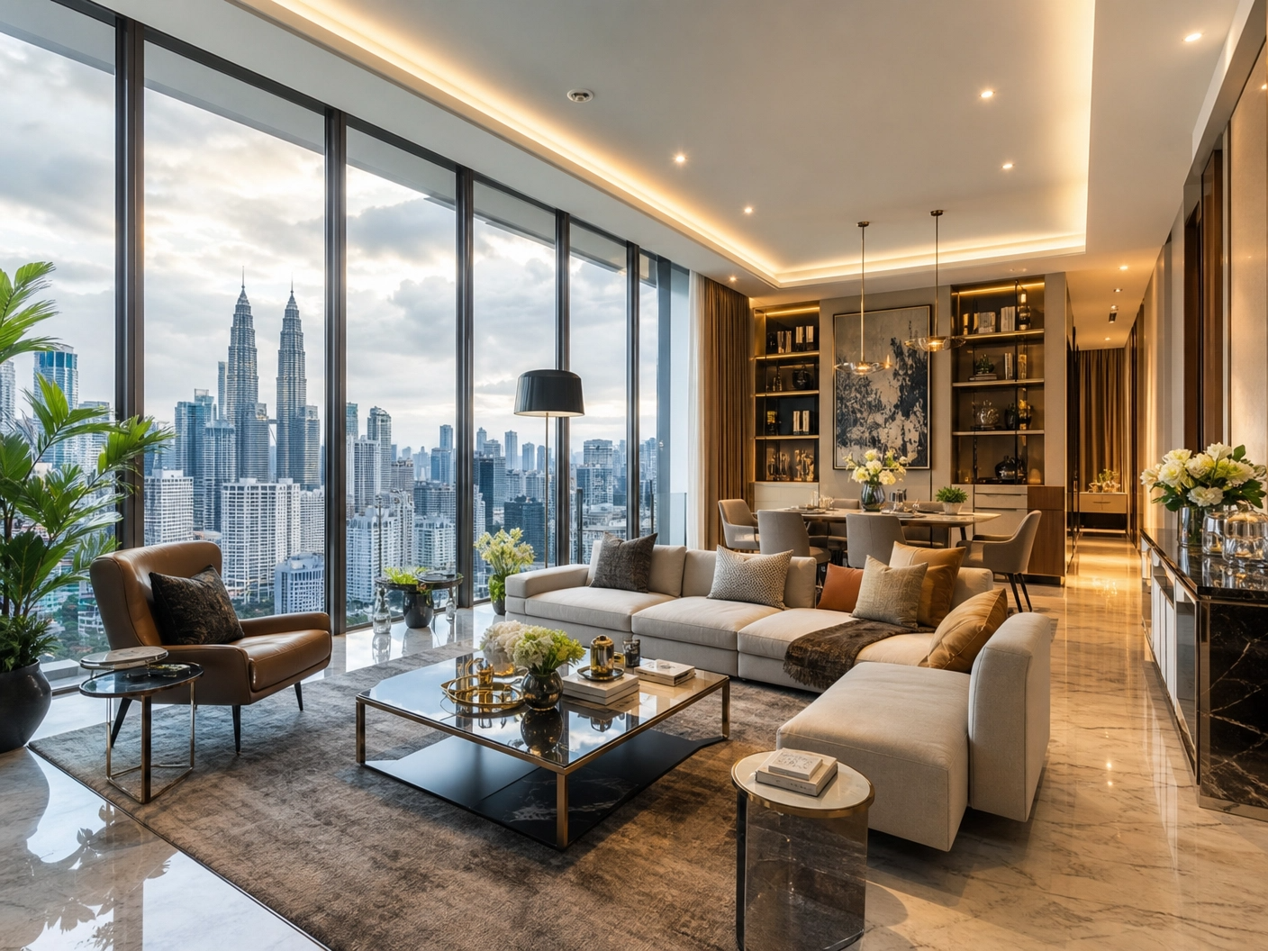 Living and dining at Verdana Residences Mont Kiara